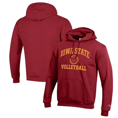 Men's Champion Cardinal Iowa State Cyclones Volleyball Icon Powerblend Pullover Hoodie