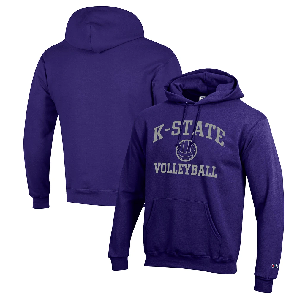 Men's Champion Purple Kansas State Wildcats Volleyball Icon Powerblend Pullover Hoodie