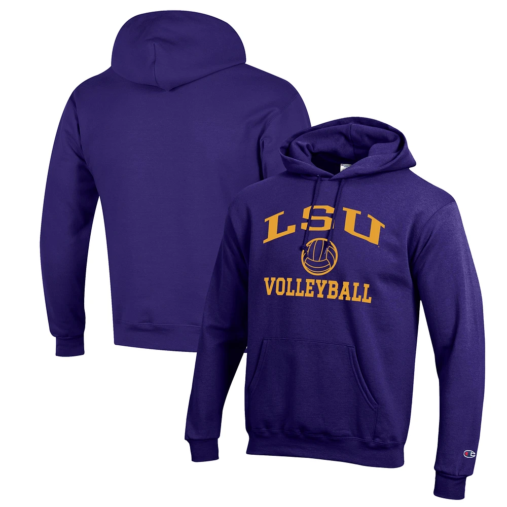 Men's Champion Purple LSU Tigers Volleyball Icon Powerblend Pullover Hoodie