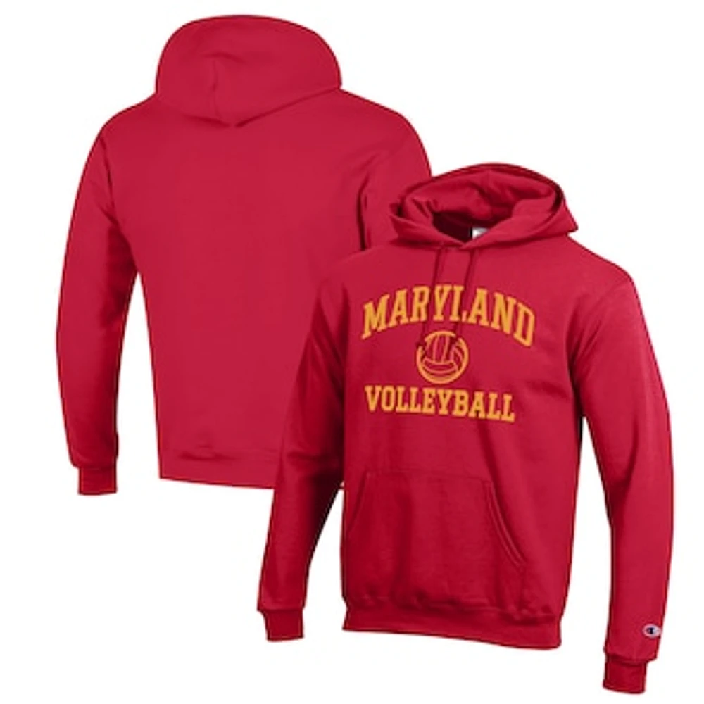 Men's Champion Red Maryland Terrapins Volleyball Icon Powerblend Pullover Hoodie