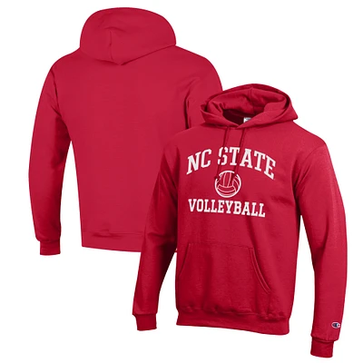 Men's Champion Red NC State Wolfpack Volleyball Icon Powerblend Pullover Hoodie