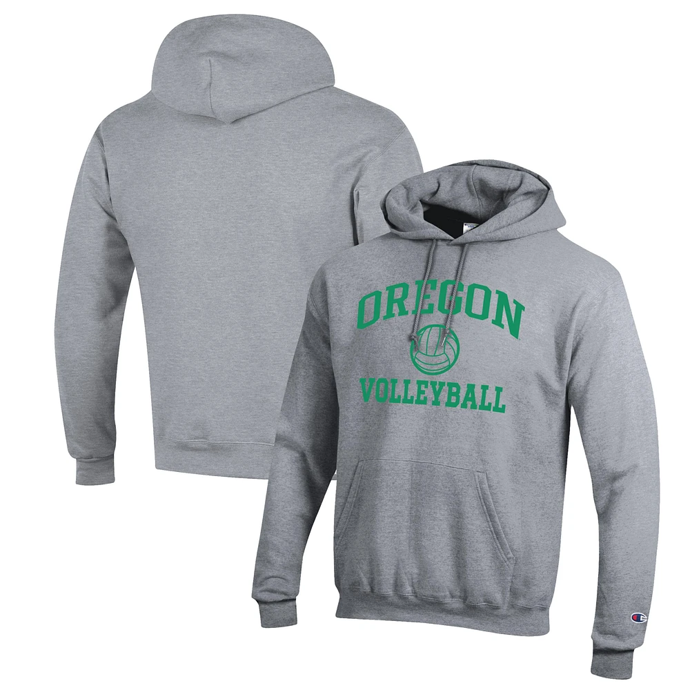Men's Champion Heather Gray Oregon Ducks Volleyball Icon Powerblend Pullover Hoodie