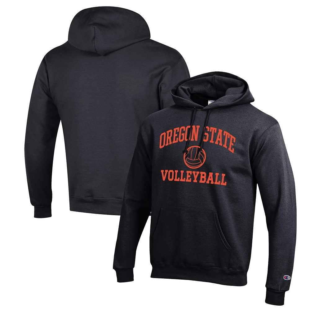 Men's Champion Black Oregon State Beavers Volleyball Icon Powerblend Pullover Hoodie