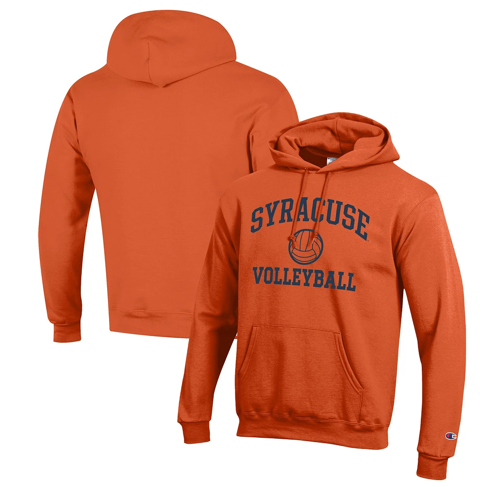 Men's Champion Orange Syracuse Volleyball Icon Powerblend Pullover Hoodie