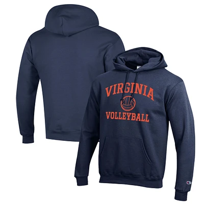 Men's Champion Navy Virginia Cavaliers Volleyball Icon Powerblend Pullover Hoodie