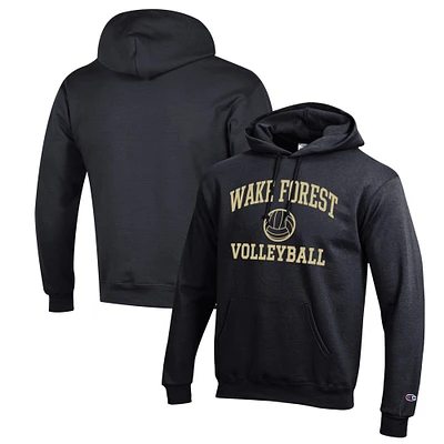 Men's Champion Black Wake Forest Demon Deacons Volleyball Icon Powerblend Pullover Hoodie