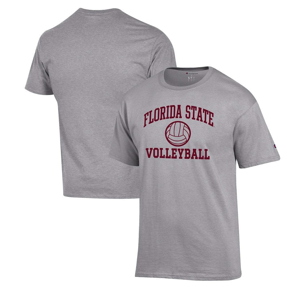 Men's Champion Heather Gray Florida State Seminoles Volleyball Icon Powerblend T-Shirt