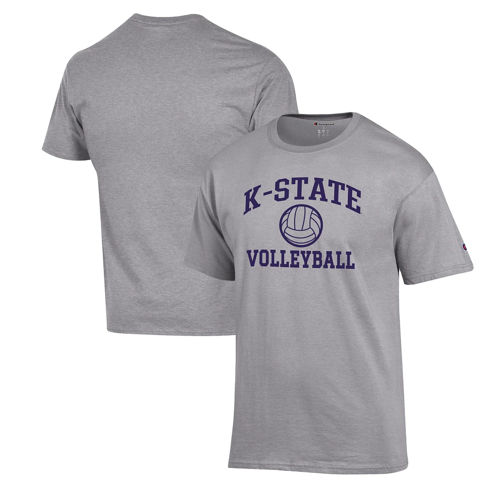 Men's Champion Heather Gray Kansas State Wildcats Volleyball Icon Powerblend T-Shirt