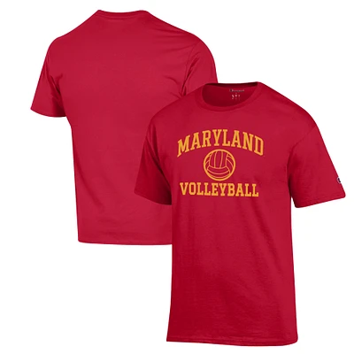 Men's Champion Red Maryland Terrapins Volleyball Icon Powerblend T-Shirt