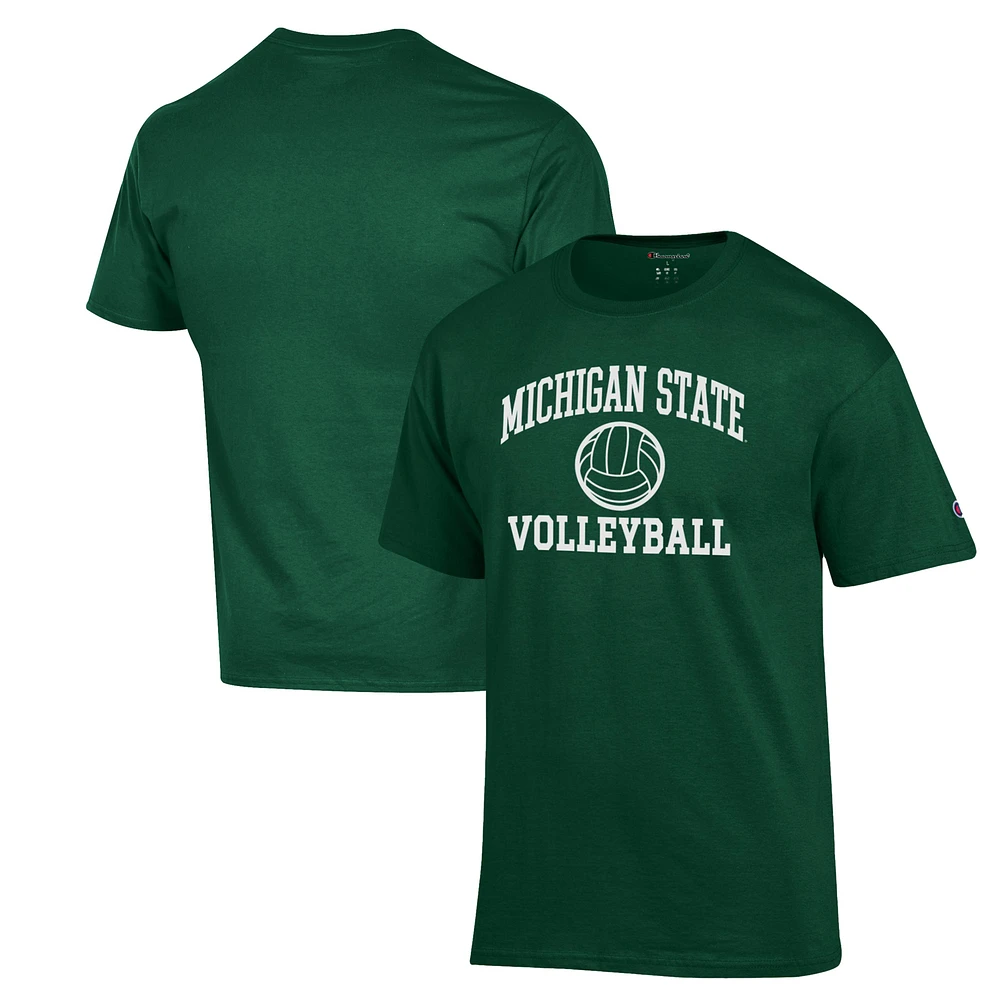 Men's Champion Green Michigan State Spartans Volleyball Icon Powerblend T-Shirt