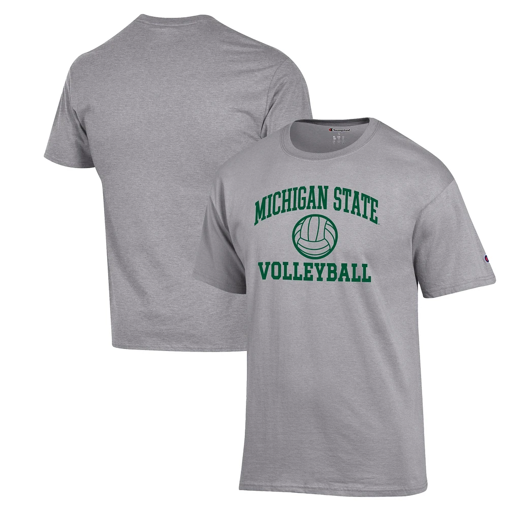 Men's Champion Heather Gray Michigan State Spartans Volleyball Icon Powerblend T-Shirt