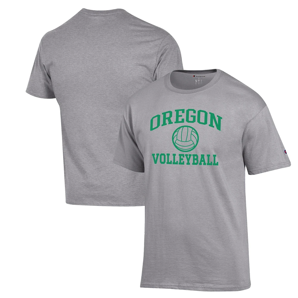 Men's Champion Heather Gray Oregon Ducks Volleyball Icon Powerblend T-Shirt