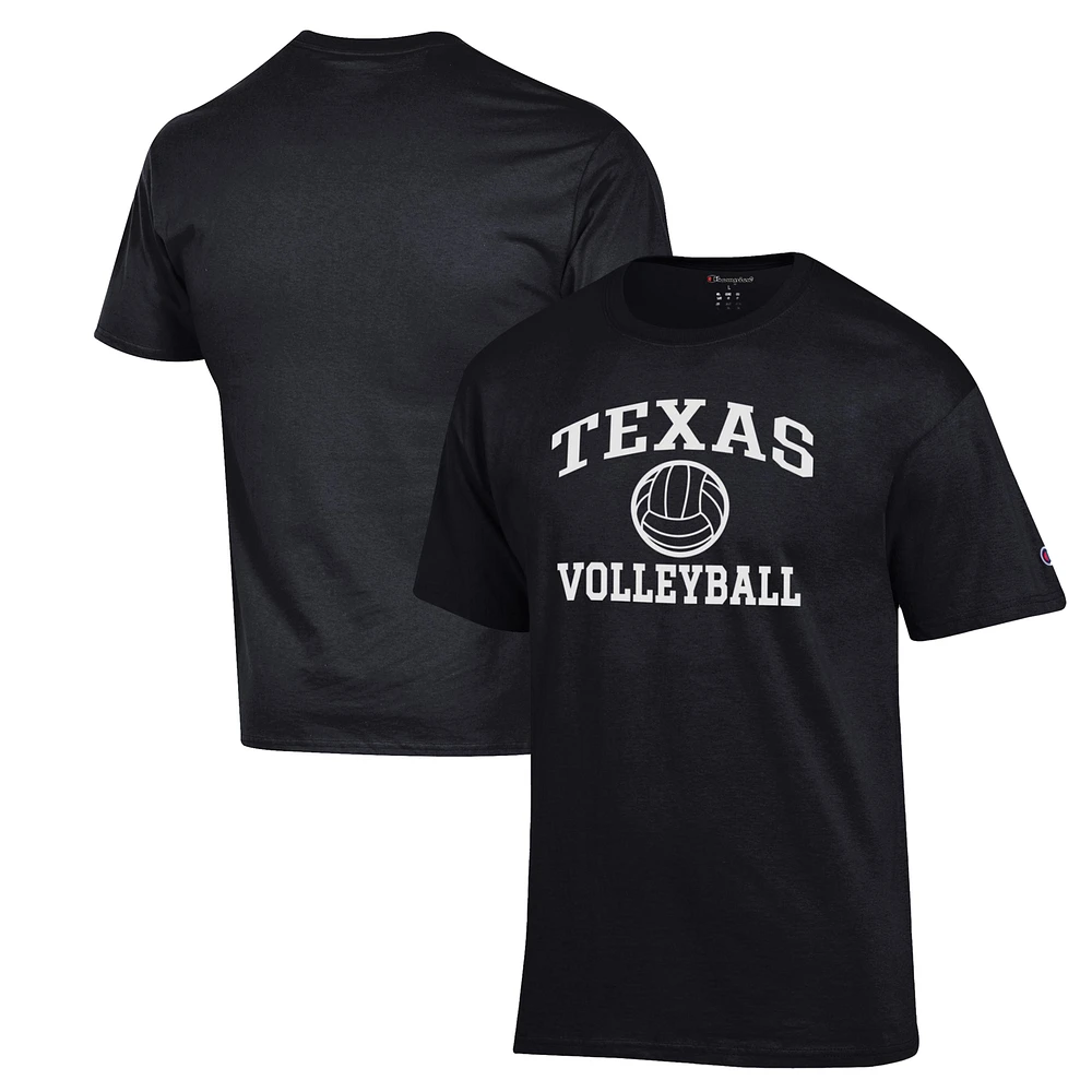 Men's Champion Black Texas Longhorns Volleyball Icon Powerblend T-Shirt