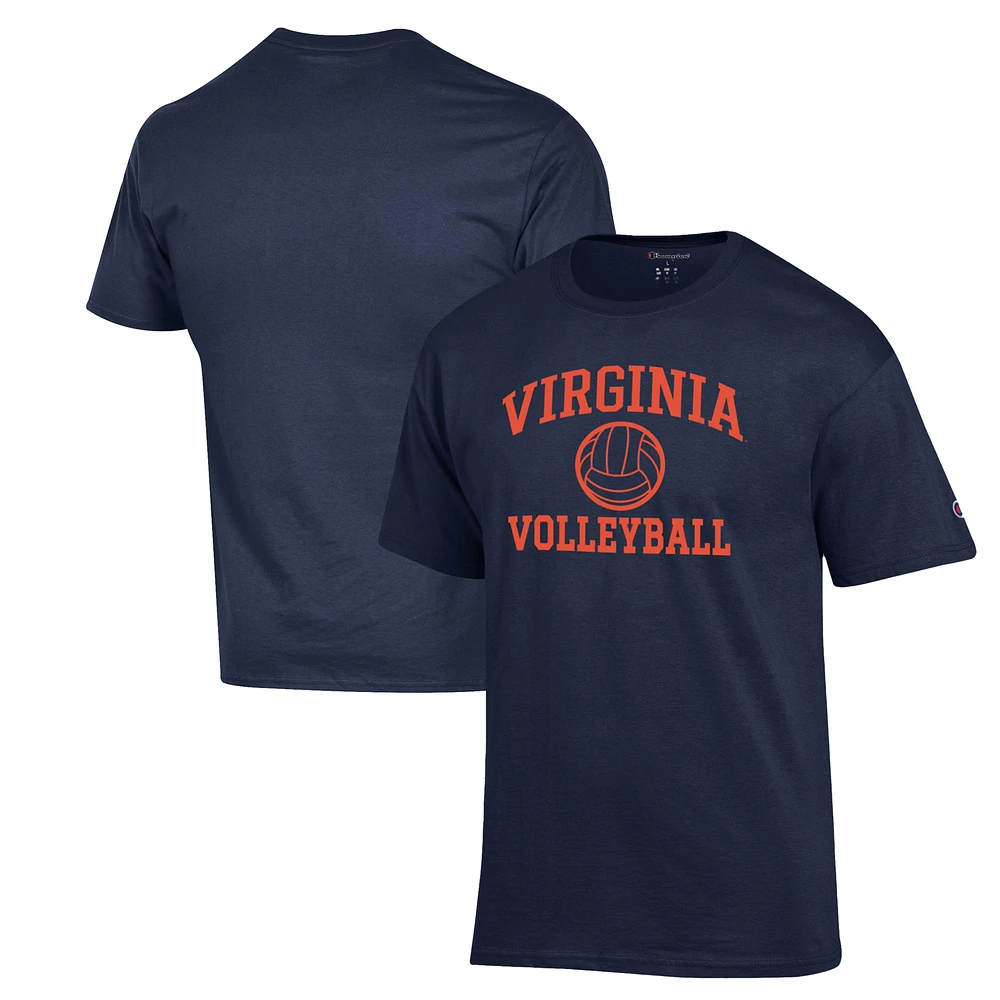 Men's Champion Navy Virginia Cavaliers Volleyball Icon Powerblend T-Shirt