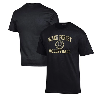 Men's Champion Black Wake Forest Demon Deacons Volleyball Icon Powerblend T-Shirt