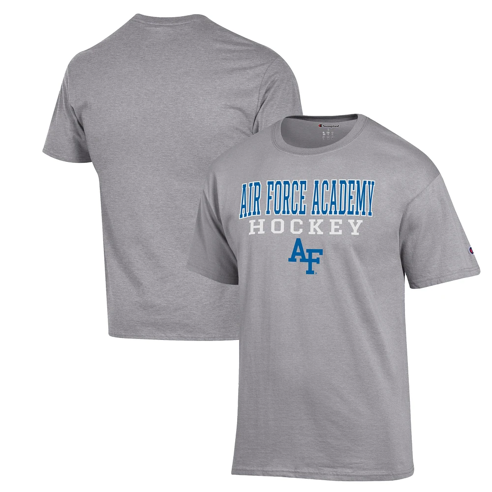 Men's Champion Heather Gray Air Force Falcons Stack Logo Hockey Powerblend T-Shirt
