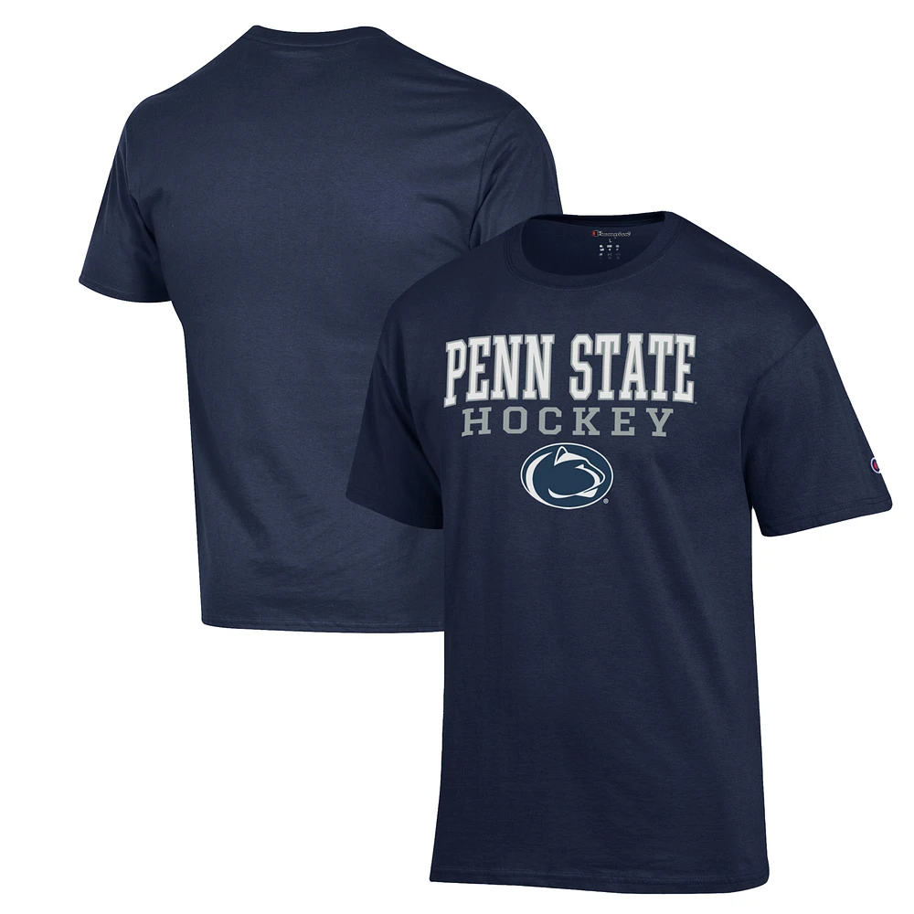 Men's Champion Navy Penn State Nittany Lions Stack Logo Hockey Powerblend T-Shirt
