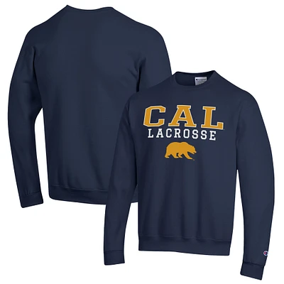 Men's Champion Navy Cal Bears Stack Logo Lacrosse Powerblend Pullover Sweatshirt