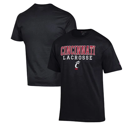 Men's Champion Cincinnati Bearcats Stack Logo Lacrosse Powerblend T-Shirt