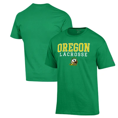 Men's Champion Green Oregon Ducks Stack Logo Lacrosse Powerblend T-Shirt