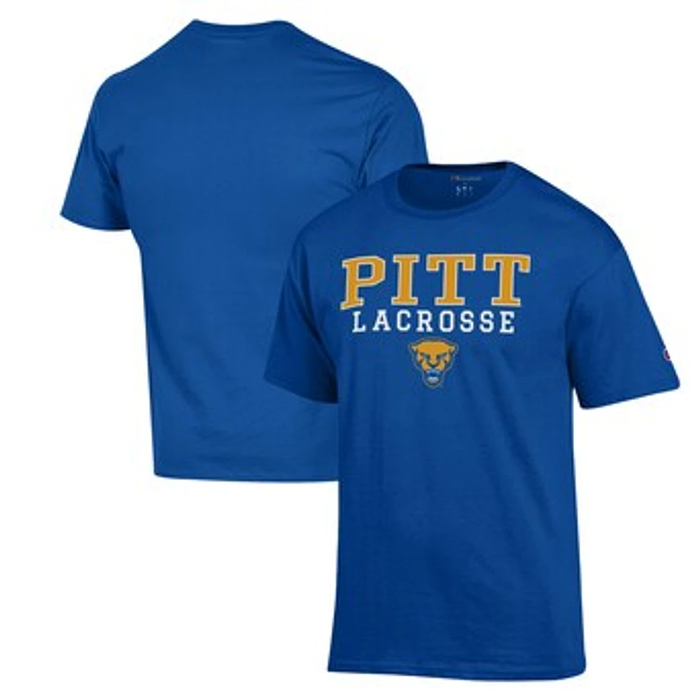 Men's Champion Royal Pitt Panthers Stack Logo Lacrosse Powerblend T-Shirt