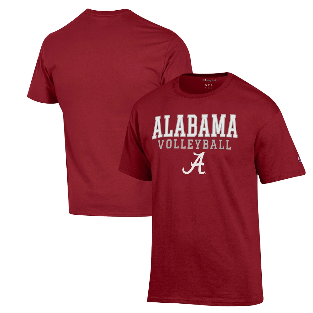 Men's Champion Crimson Alabama Tide Stack Logo Volleyball Powerblend T-Shirt