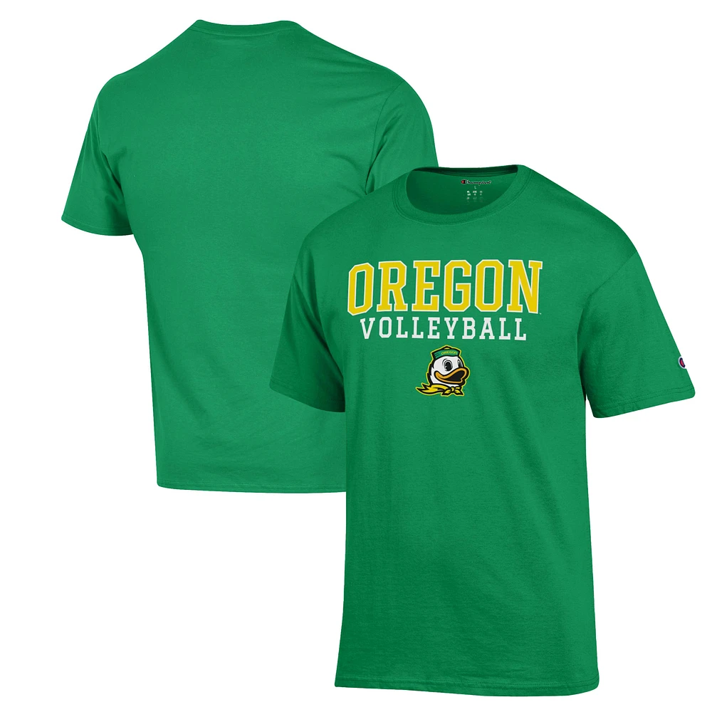 Men's Champion Oregon Ducks Stack Logo Volleyball Powerblend T-Shirt