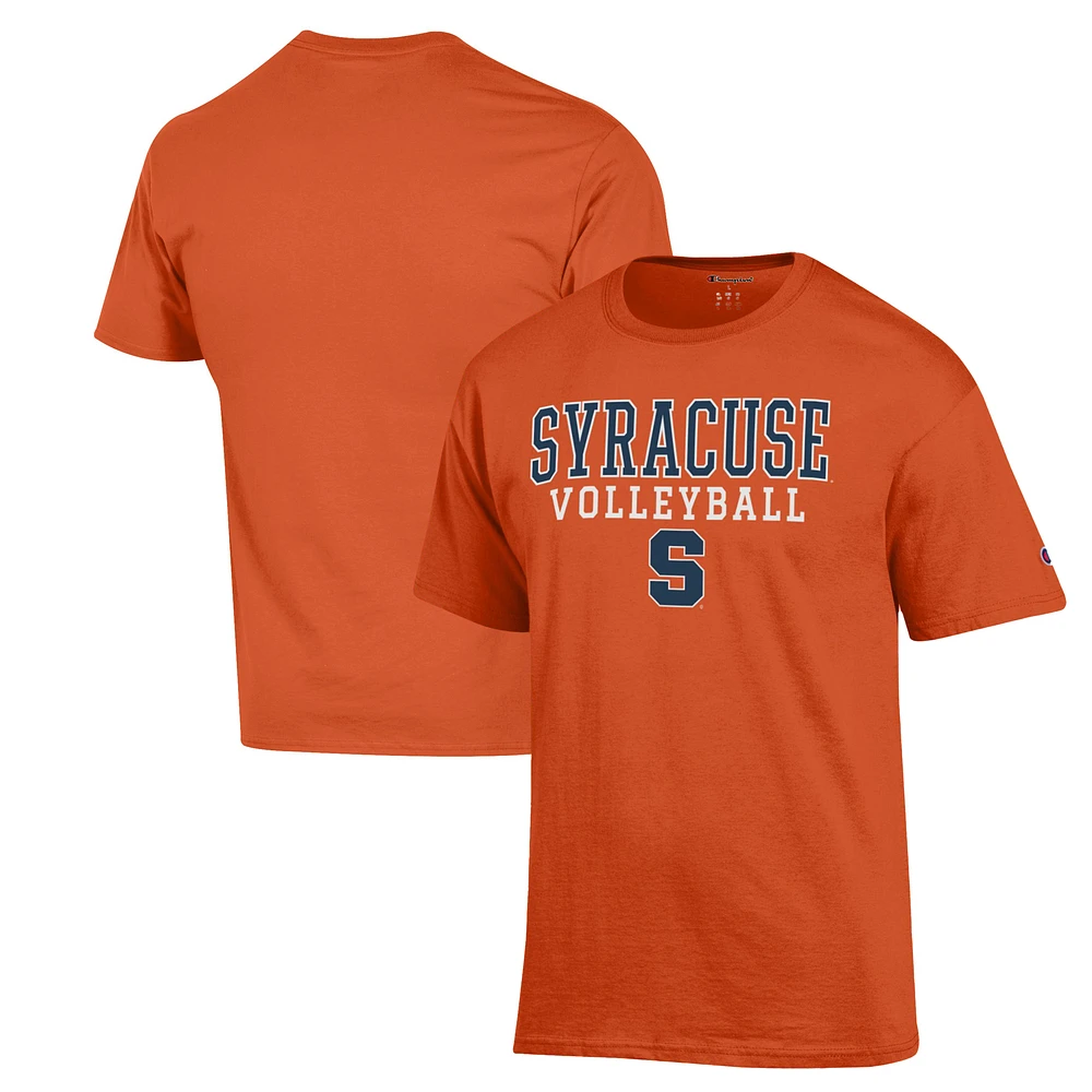Men's Champion Orange Syracuse Stack Logo Volleyball Powerblend T-Shirt