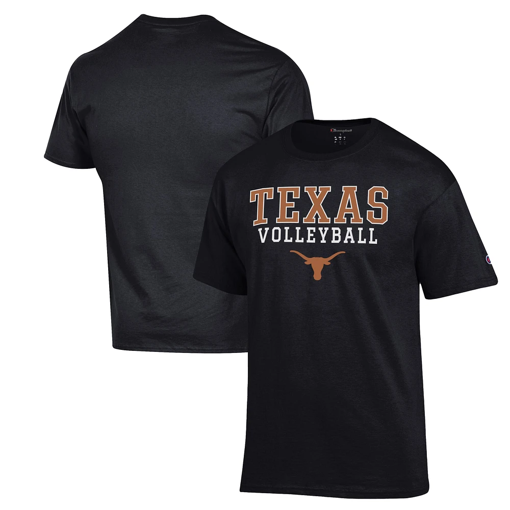 Men's Champion Black Texas Longhorns Stack Logo Volleyball Powerblend T-Shirt