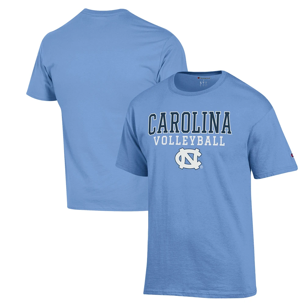 Men's Champion Carolina Blue North Tar Heels Stack Logo Volleyball Powerblend T-Shirt