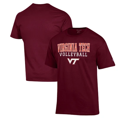 Men's Champion Maroon Virginia Tech Hokies Stack Logo Volleyball Powerblend T-Shirt