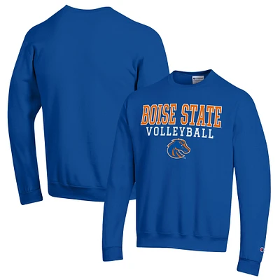 Men's Champion Royal Boise State Broncos Stack Logo Volleyball Powerblend Pullover Sweatshirt