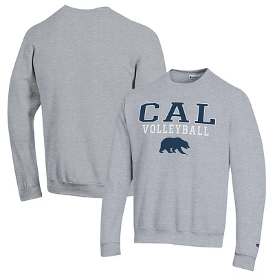 Men's Champion Heather Gray Cal Bears Stack Logo Volleyball Powerblend Pullover Sweatshirt