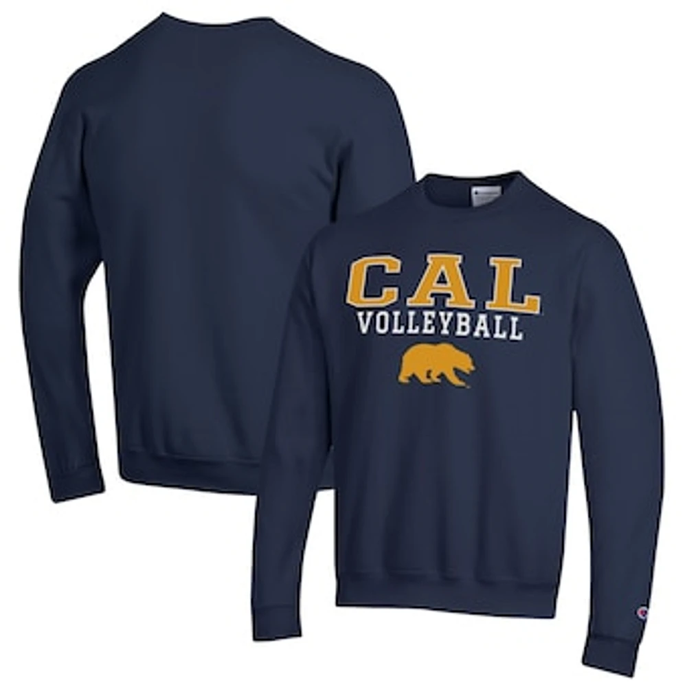 Men's Champion Navy Cal Bears Stack Logo Volleyball Powerblend Pullover Sweatshirt