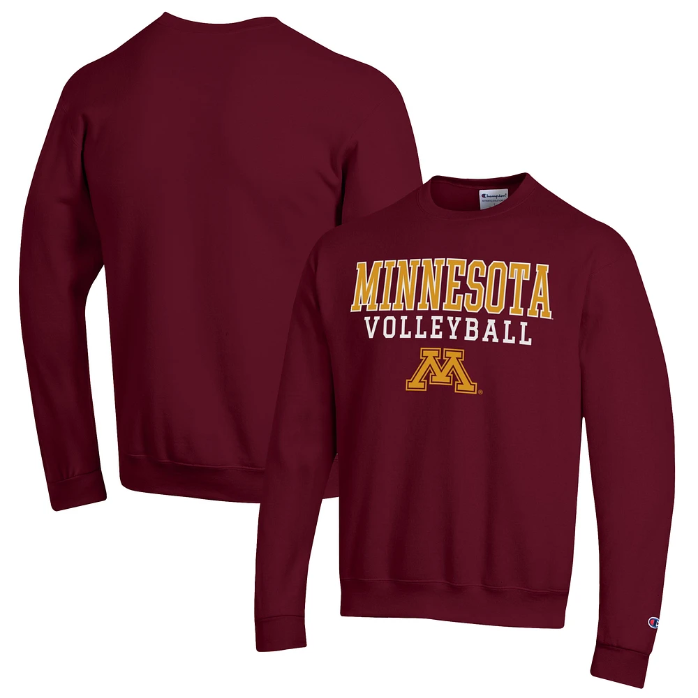 Men's Champion Maroon Minnesota Golden Gophers Stack Logo Volleyball Powerblend Pullover Sweatshirt