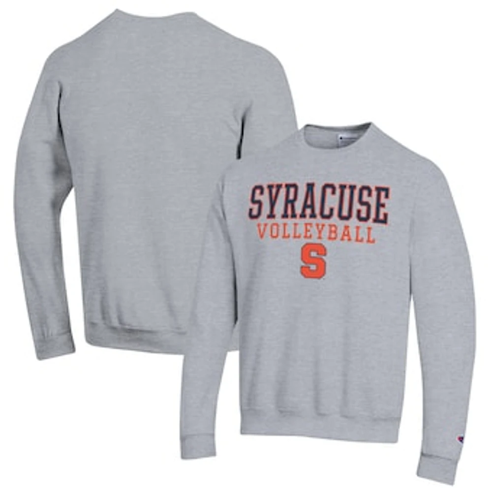 Men's Champion Heather Gray Syracuse Orange Stack Logo Volleyball Powerblend Pullover Sweatshirt