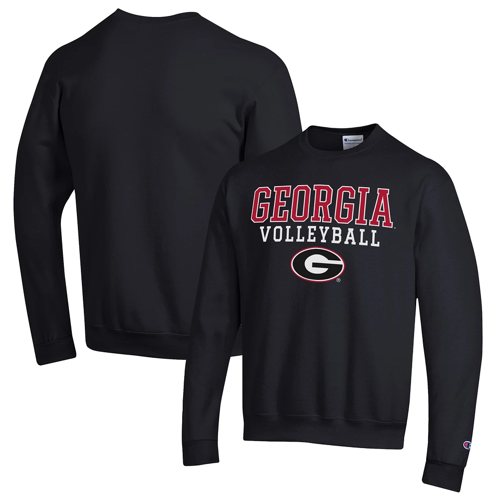 Men's Champion Georgia Bulldogs Stack Logo Volleyball Powerblend Pullover Sweatshirt