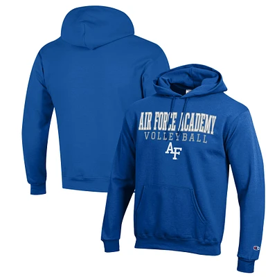 Men's Champion Royal Air Force Falcons Stack Logo Volleyball Powerblend Pullover Hoodie
