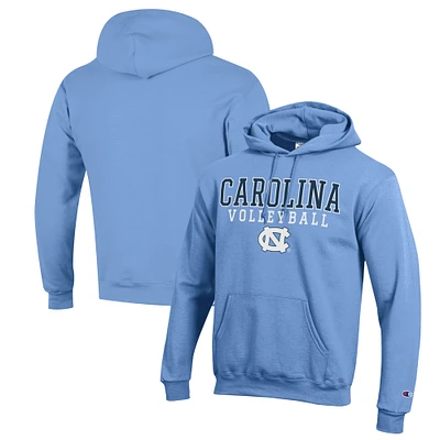 Men's Champion Carolina Blue North Tar Heels Stack Logo Volleyball Powerblend Pullover Hoodie