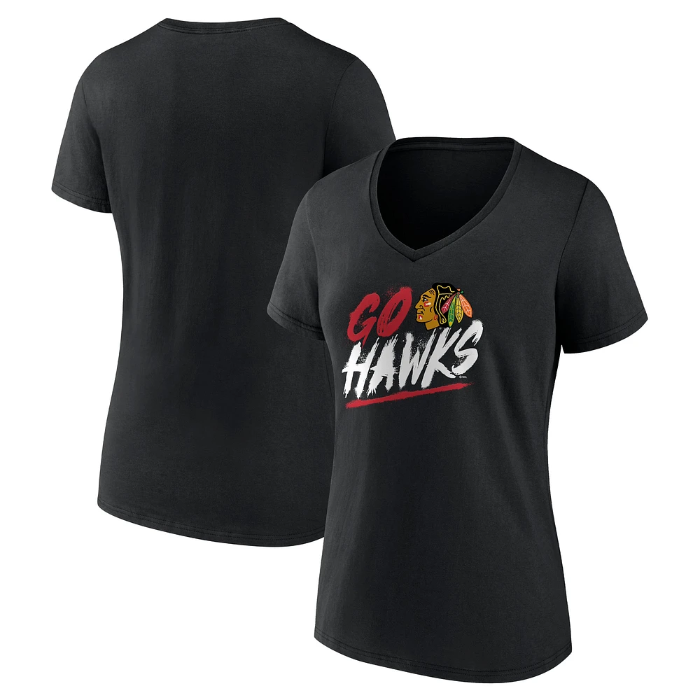 Women's Black Chicago Blackhawks Proclamation V-Neck T-Shirt