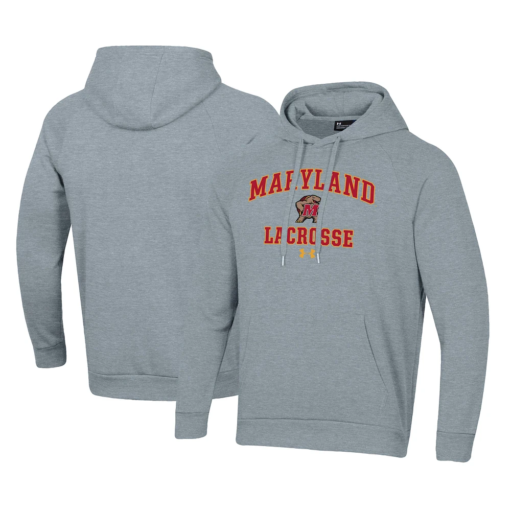 Men's Under Armour Gray Maryland Terrapins Lacrosse All Day Arch Fleece Pullover Hoodie