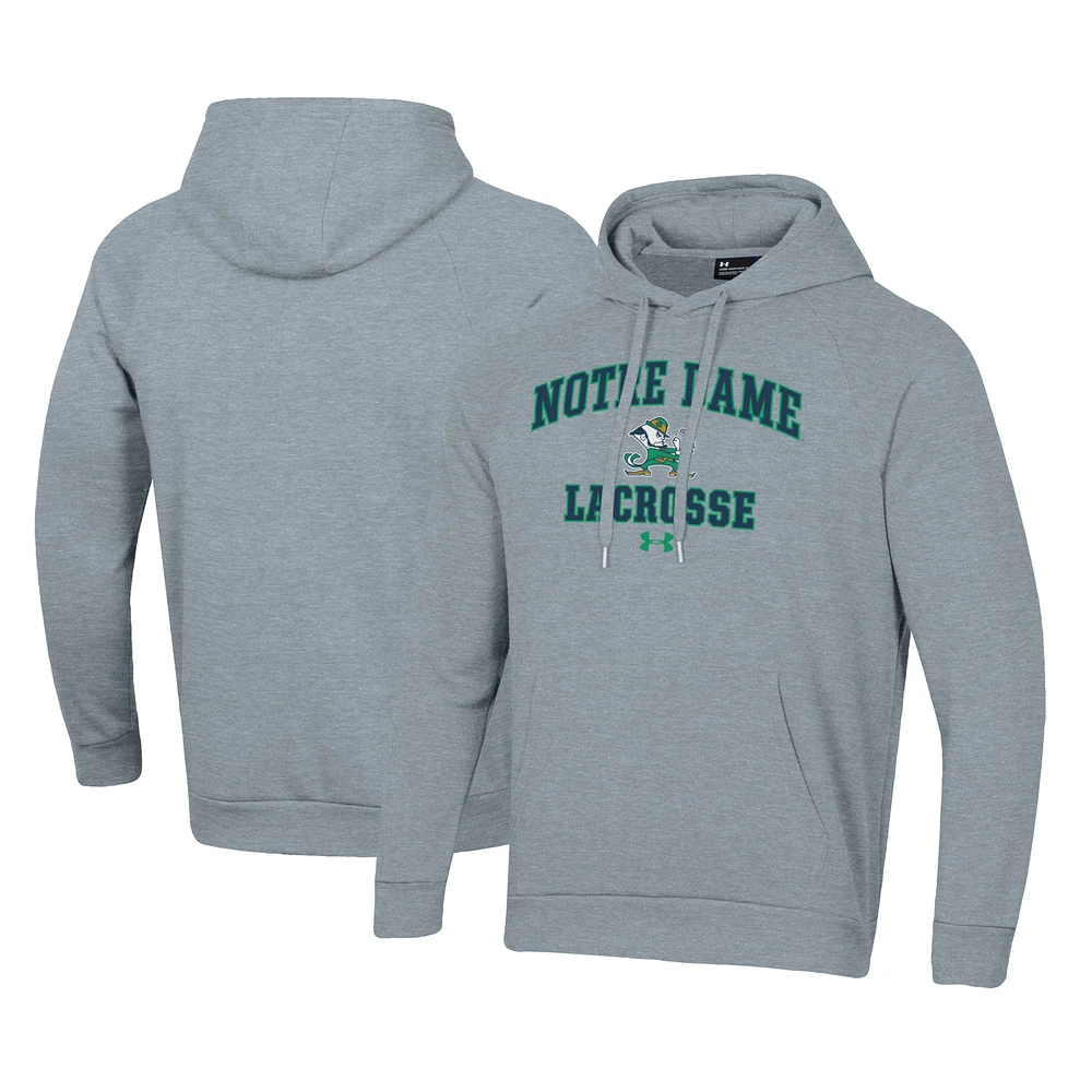 Men's Under Armour Gray Notre Dame Fighting Irish Lacrosse All Day Arch Fleece Pullover Hoodie