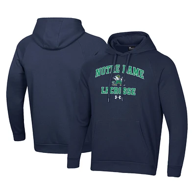 Men's Under Armour Navy Notre Dame Fighting Irish Lacrosse All Day Arch Fleece Pullover Hoodie