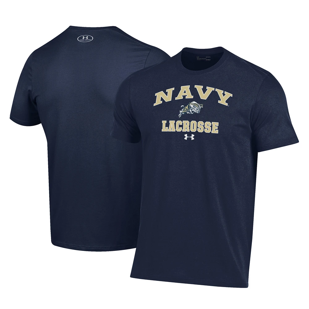 Men's Under Armour Navy Midshipmen Lacrosse Arch Over Performance T-Shirt