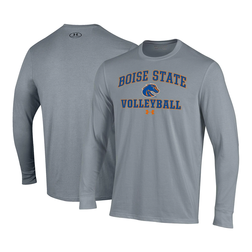 Men's Under Armour Gray Boise State Broncos Volleyball Arch Over Performance Long Sleeve T-Shirt