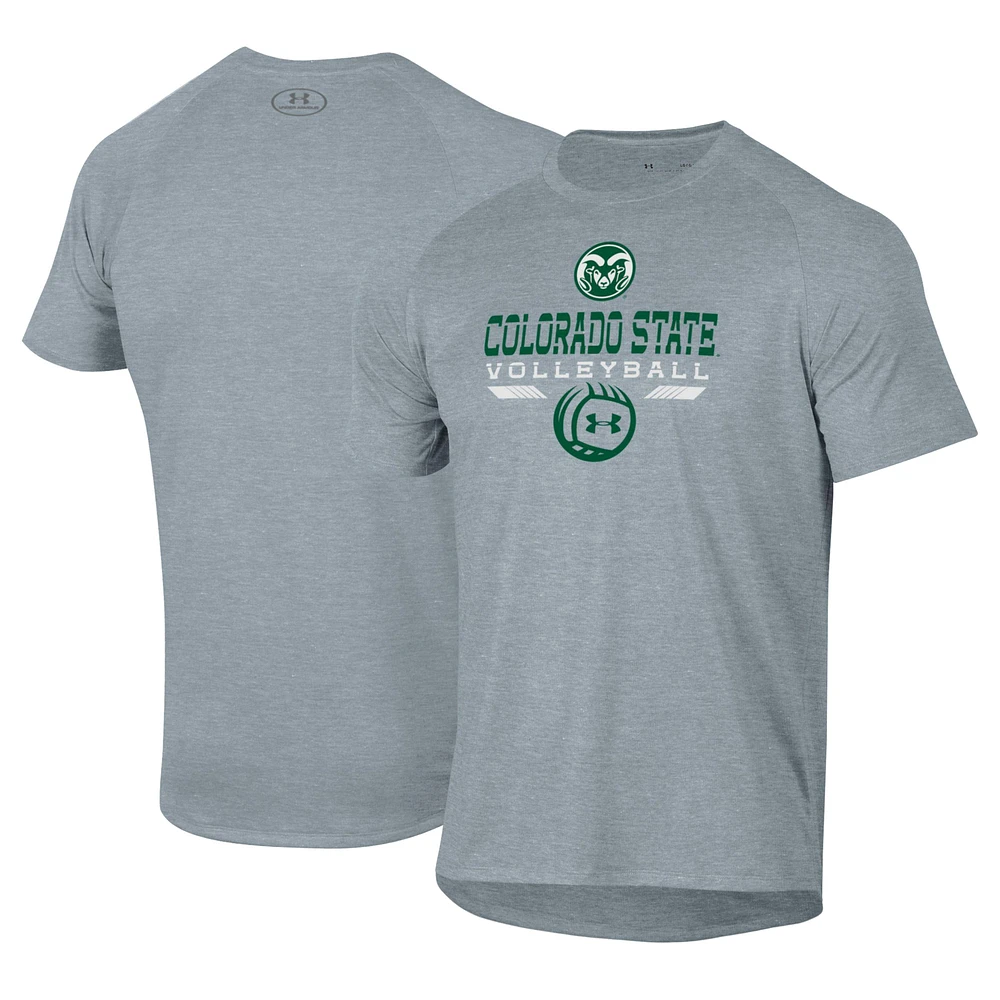Men's Under Armour Gray Colorado State Rams Volleyball Icon Raglan Performance T-Shirt