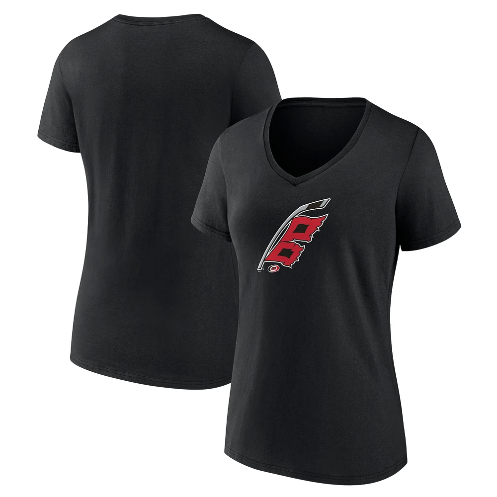 Women's Black Carolina Hurricanes Alternate Logo V-Neck T-Shirt