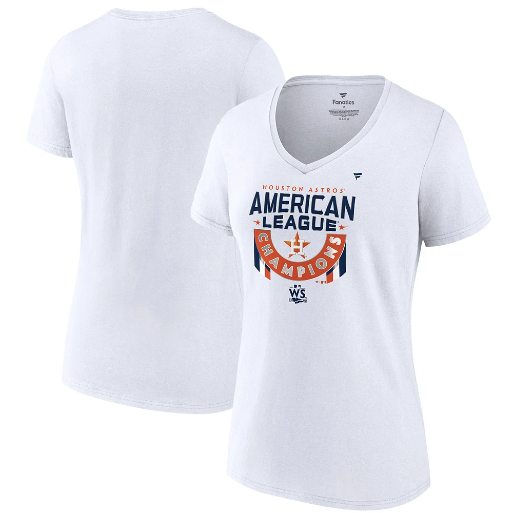 Women's Fanatics White Houston Astros 2022 American League Champions Locker Room Plus V-Neck T-Shirt