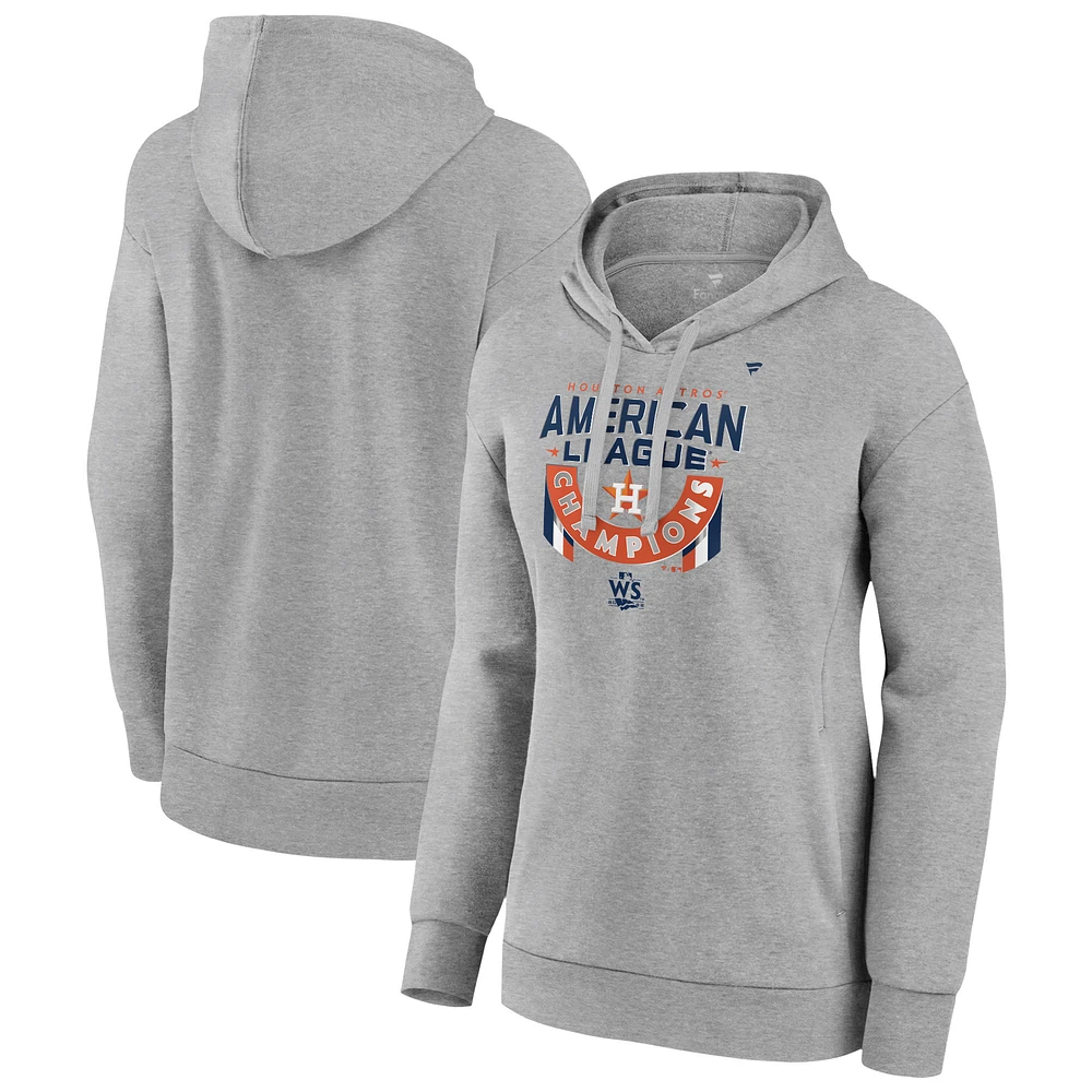 Women's Fanatics Heather Gray Houston Astros 2022 American League Champions Locker Room Plus Pullover Hoodie