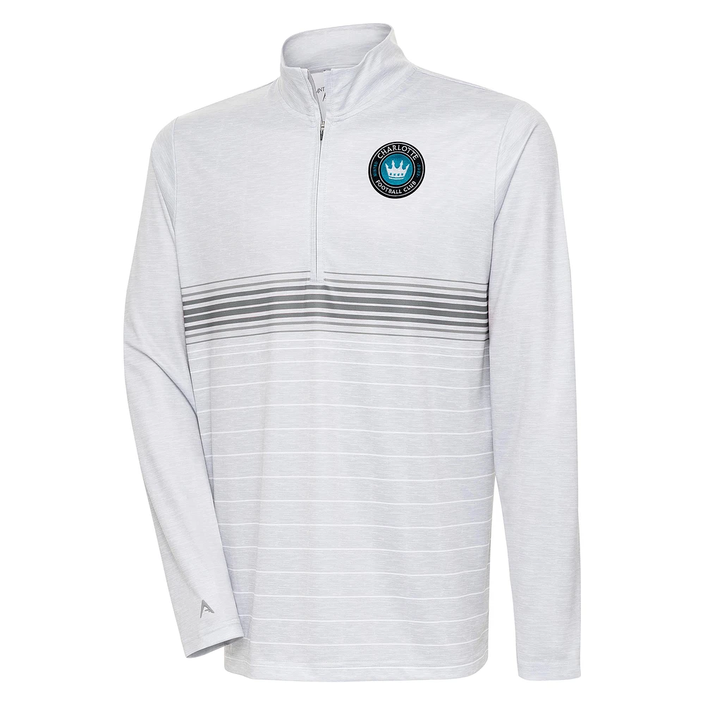 Men's Antigua Gray/Steel Charlotte FC Bullseye Quarter-Zip Pullover Top